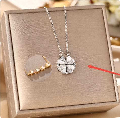 Luxury Necklace Stainless Steel Crystal Heart Jewelry For Women