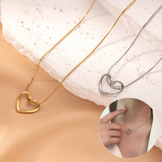 Fashion Jewelry Tainless Steel Twist Hollow Heart Pendant Necklace For Women