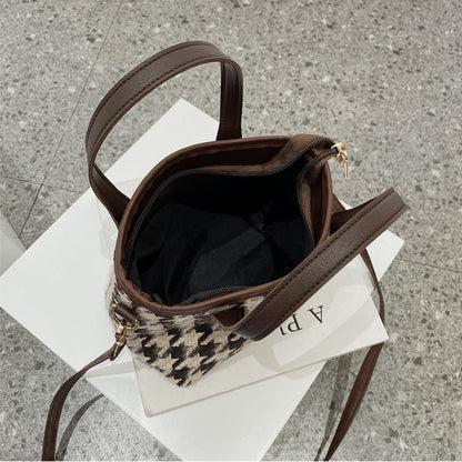 Fashion Houndstooth Shoulder Bags Portable Women