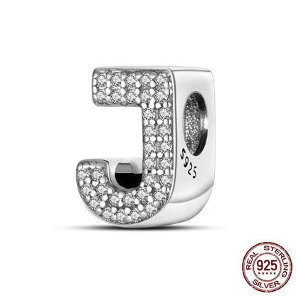 26 A-Z Alphabet Beads 925 Sterling Silver LOVE Letter Charm Fit