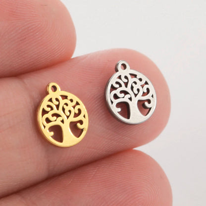 5pcs Stainless Steel Tree of Life Charms for Jewelry