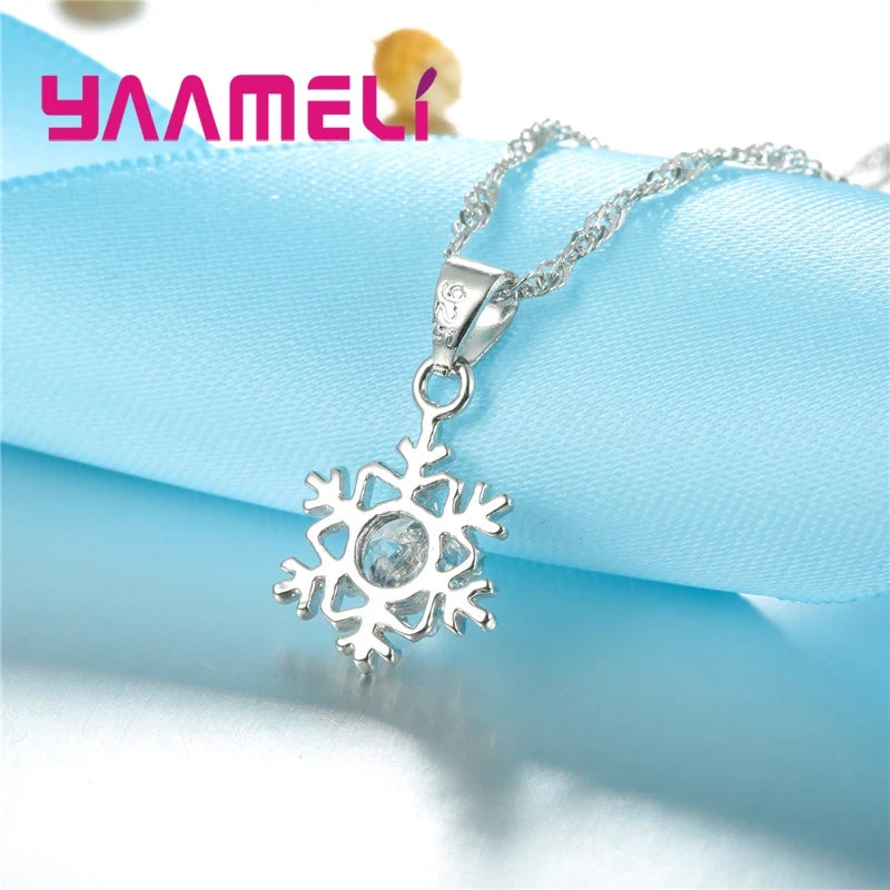 Qualified Snowflake Women 925 Sterling Silver Color Jewelry Set