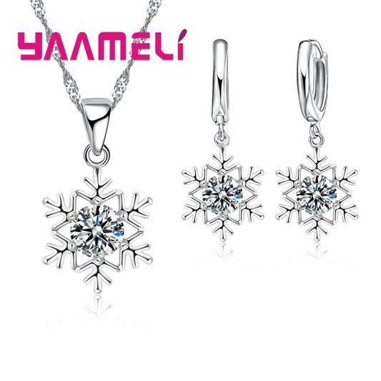 Qualified Snowflake Women 925 Sterling Silver Color Jewelry Set