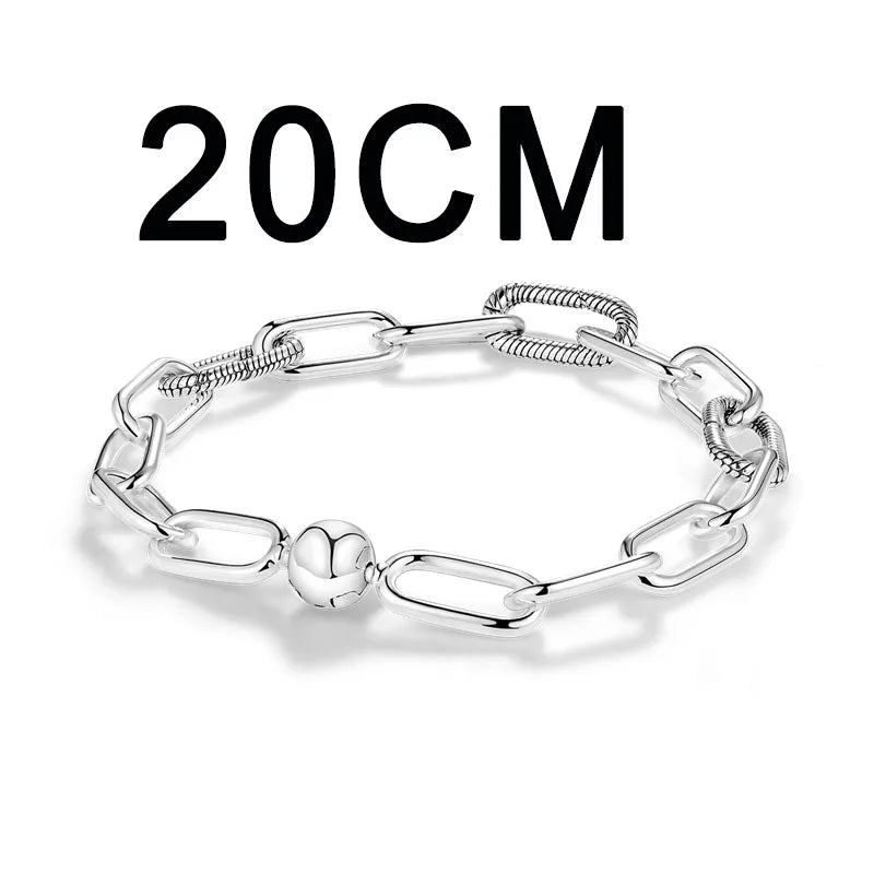 Silver Plated Link Bracelet Fit Original PAN Me Charm Beads Diy Jewelry