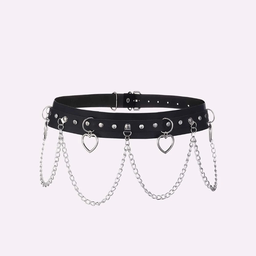 Moon Pendant Chain Fringe Goth Belt For Women Girls