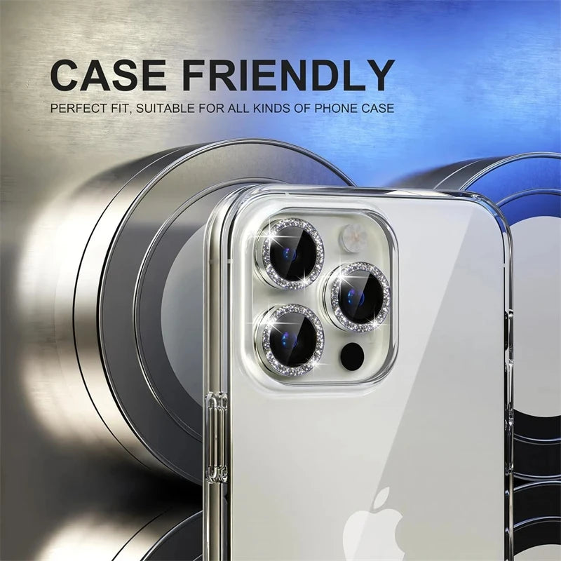 Camera Lens Protector For iPhone 11 12 13 Pro Max Mini 14 15 Pro Max Diamond Metal Protective