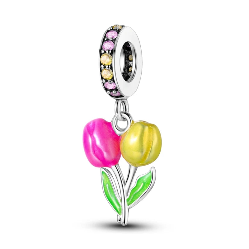 Silver Plated Travel Sunflower Lucky Charms Fit