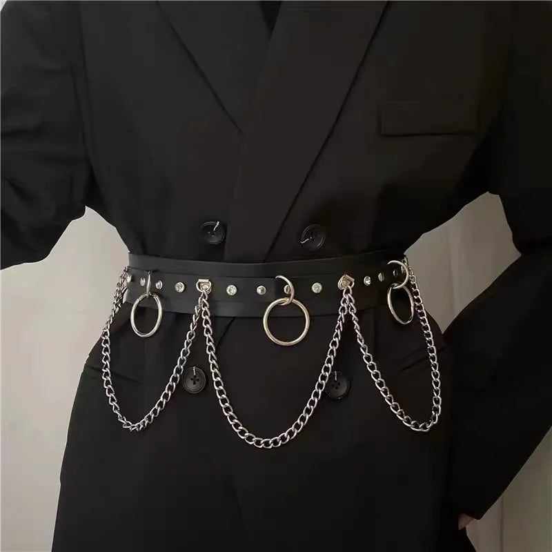 Moon Pendant Chain Fringe Goth Belt For Women Girls