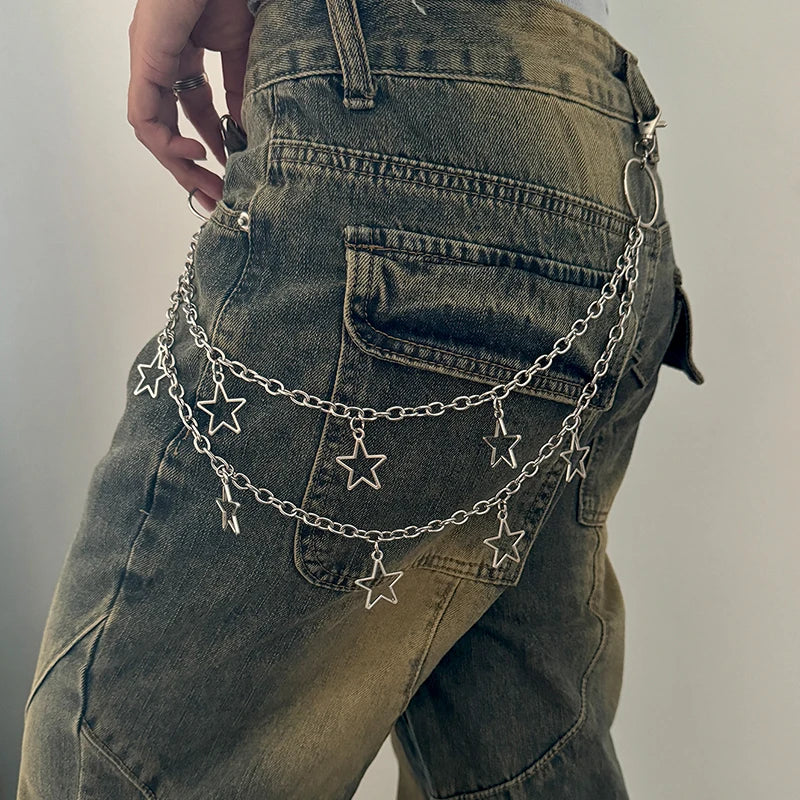 Jeans Pannts Chain Belts For Women Punk Metal Crescent