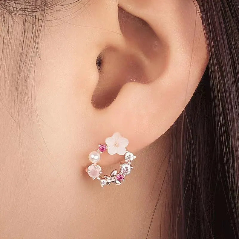 4 Pieces Rose Gold-color Lady Flower Fashion Accessories