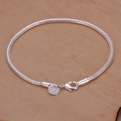 20cm Silver color 3MM Snake Chain Bracelets for Women