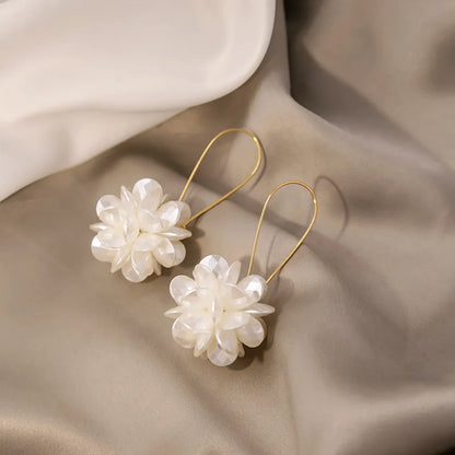 2PC Women's Fashion Trend DIY Pearl Petal Ball Earrings Outdoor Travel Carnival Banquet Party Holiday Dressing Gifts