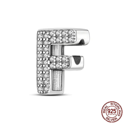 26 A-Z Alphabet Beads 925 Sterling Silver LOVE Letter Charm Fit