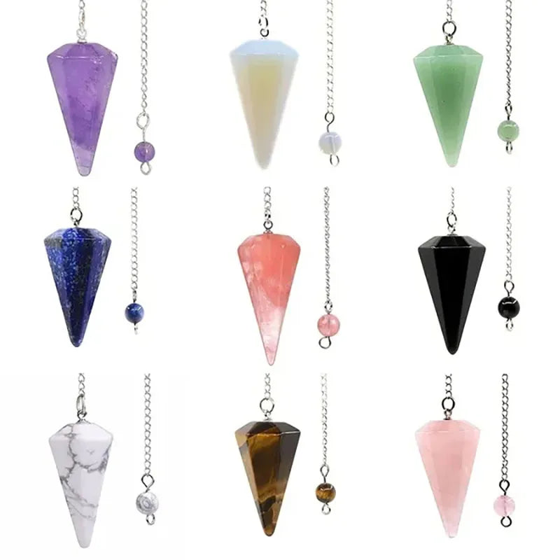 Natural Stone Quartz Agates Pendant Reiki Healing Cone Amethyst Charm