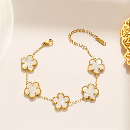 Stainless Steel Hot Selling Gold Plated Clover Charm Bracelet For Women