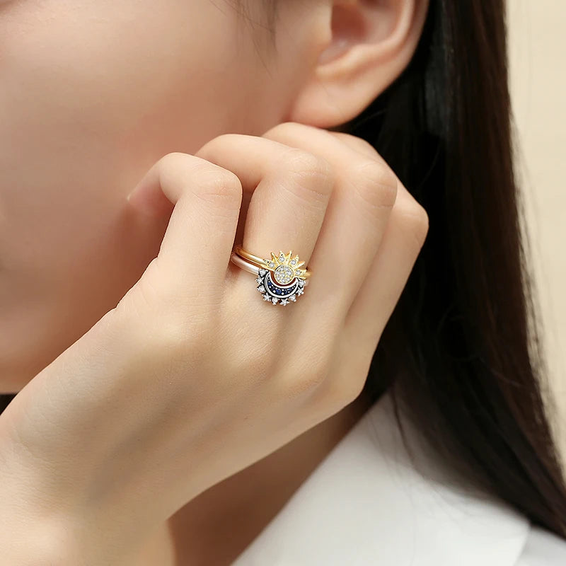 Original 925 Sterling Silver Rings For Women Crown Love Heart