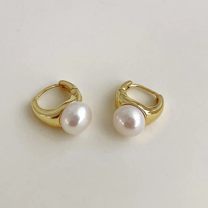 Pearl Hoop Earring Small Round Circel Earrings For Women