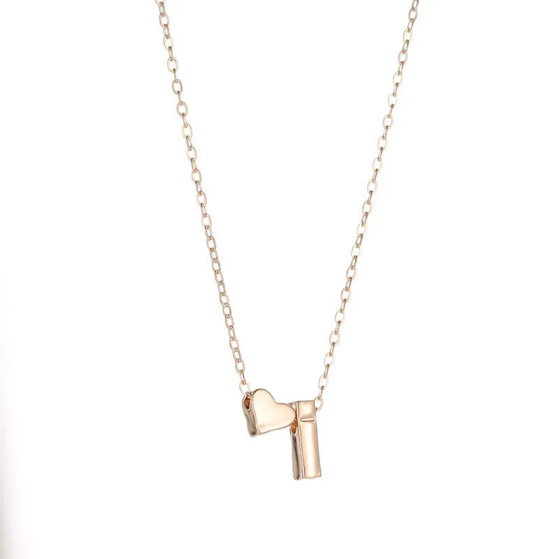 Fashion Tiny Heart Dainty Initial Necklace Gold