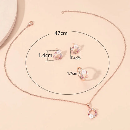 4 Pieces Rose Gold-color Lady Flower Fashion Accessories