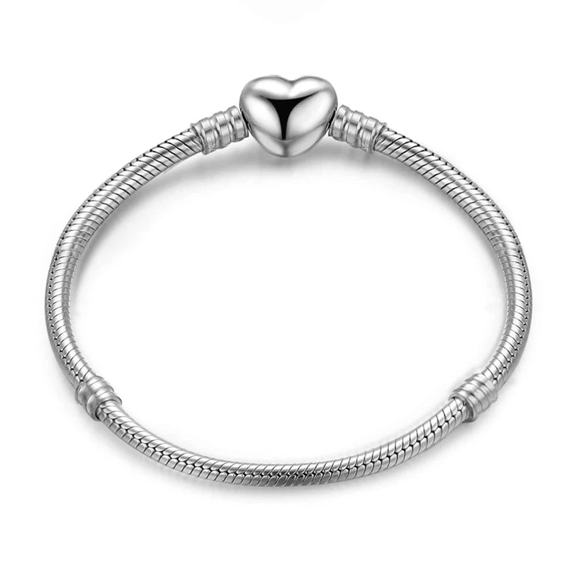 925 Sterling Silver Love Heart Simple Bracelet