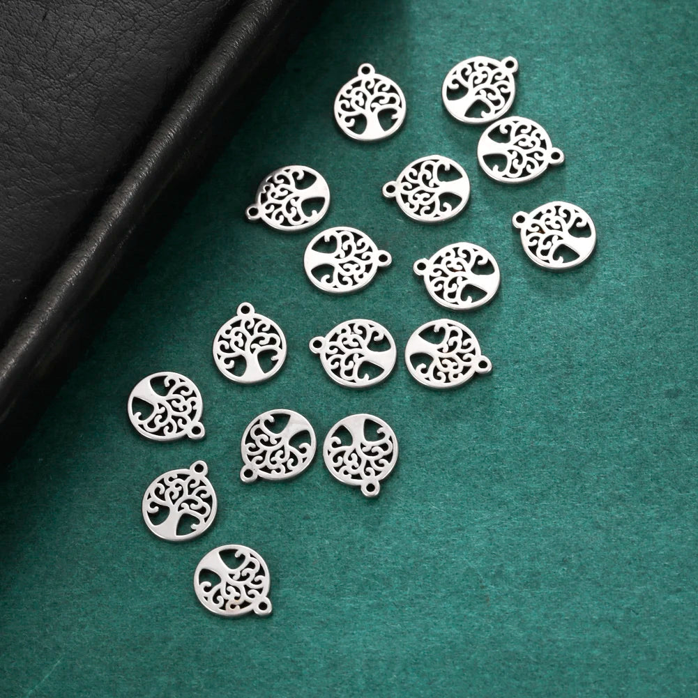 5pcs Stainless Steel Tree of Life Charms for Jewelry