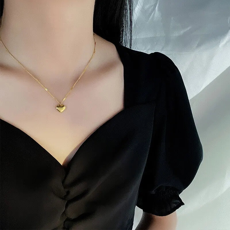 1pcs Gold-color Necklace Ms Simple Fashion Peach Heart