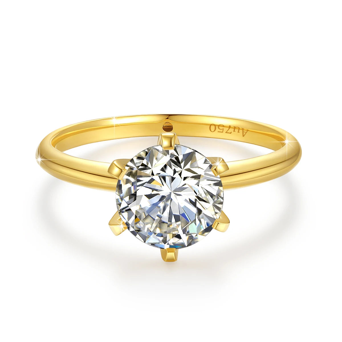 Pure 18k Gold Moissanite Ring Certified 1ct Round Luxury For Women