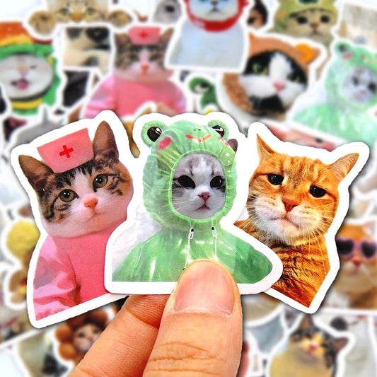 10/50/100pcs Funny Cat Stickers Cartoon Cute Decals Toy Stationery Guitar Phone Bicycle Laptop Luggage Car Graffiti Kids Sticker