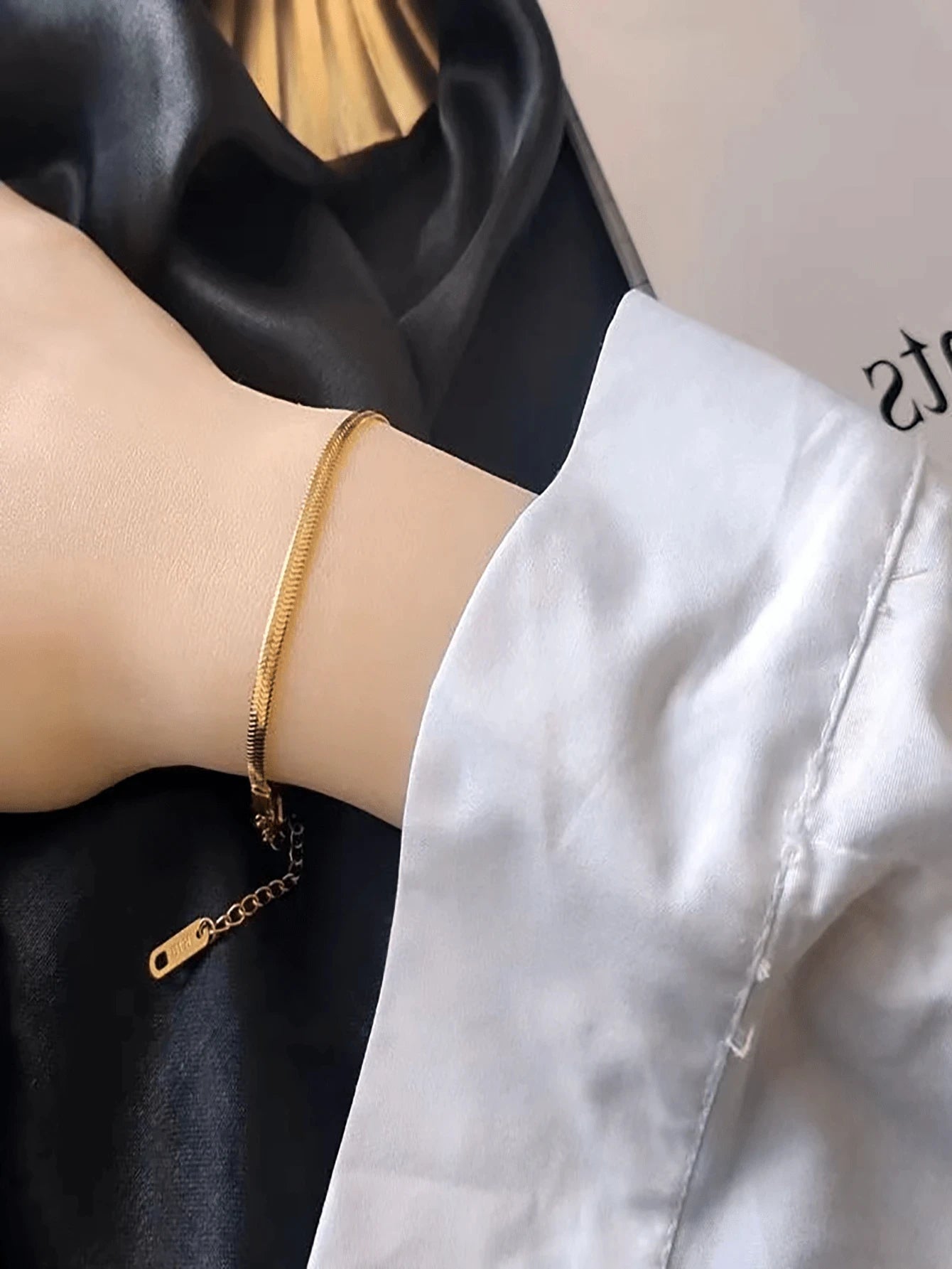 1pc Fashion Stainless Steel Simple Long Bracelet For Women