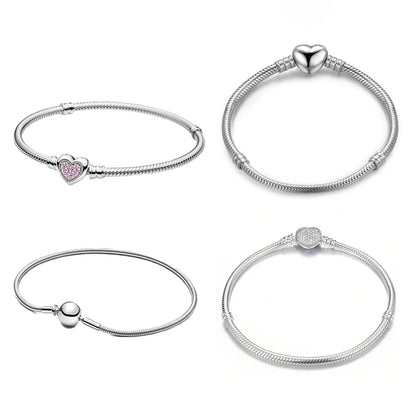 925 Sterling Silver Love Heart Simple Bracelet