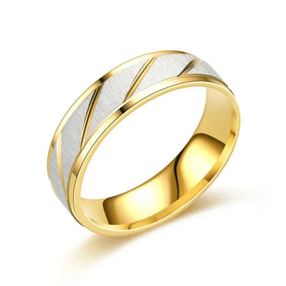 Gold Color Wave Pattern Couple Ring Titanium Steel Wedding Engagement Ring