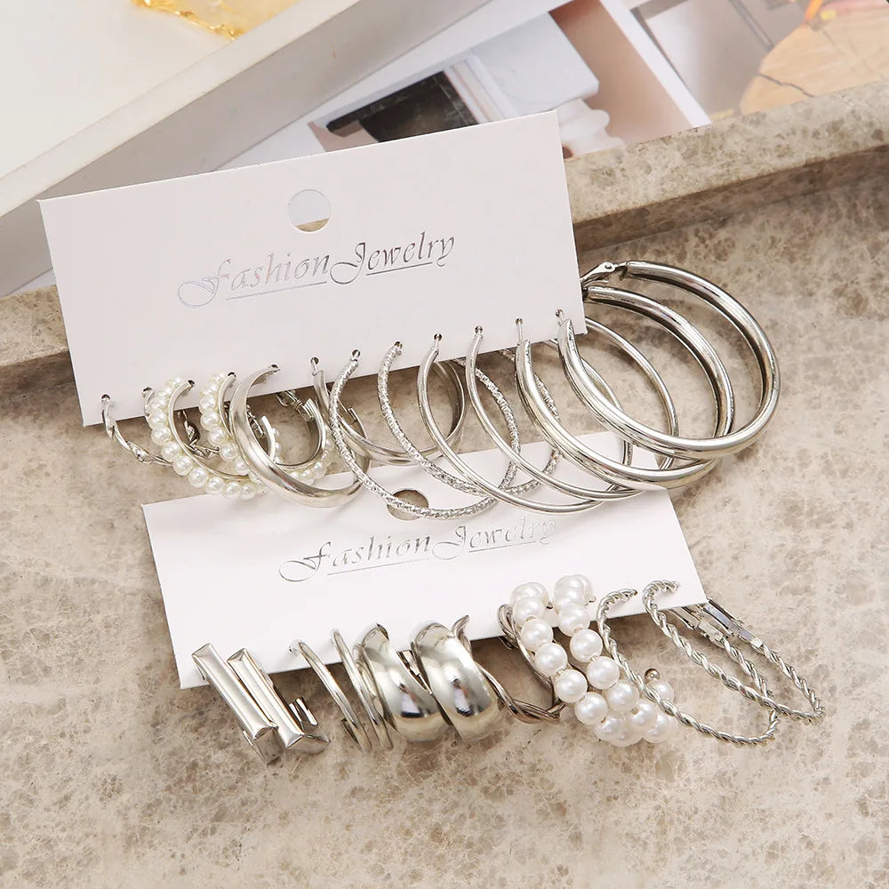 Boho Silver Color Earrings Set for Women