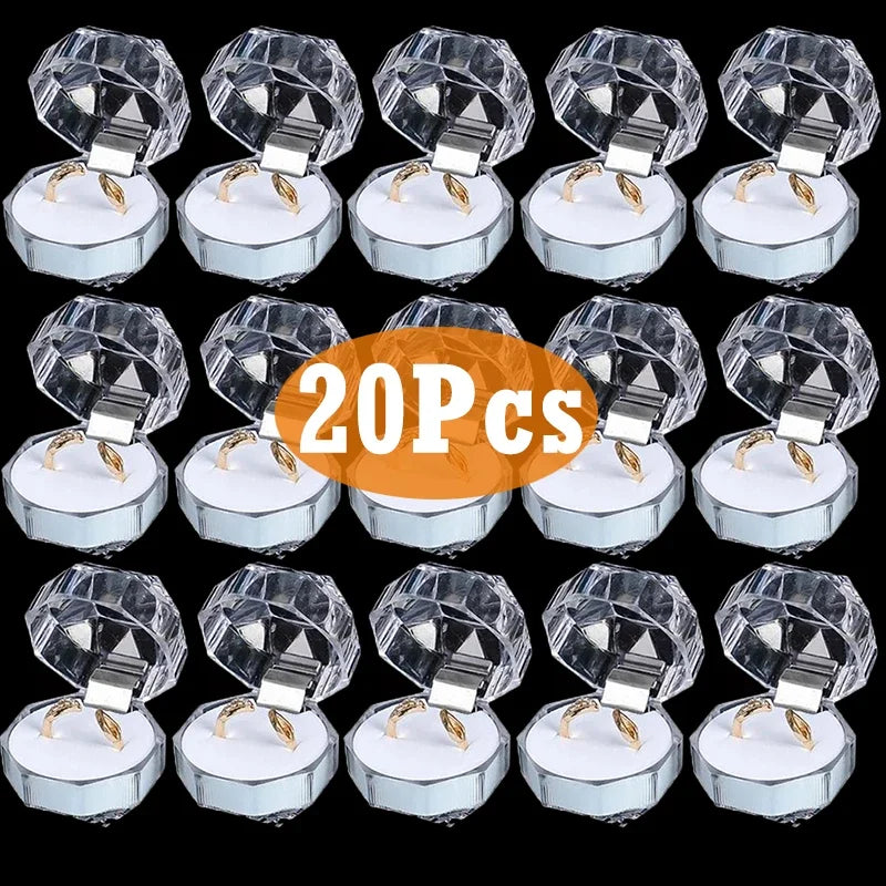 20PCS Acrylic Crystal Ring Earring Storage Display Boxes