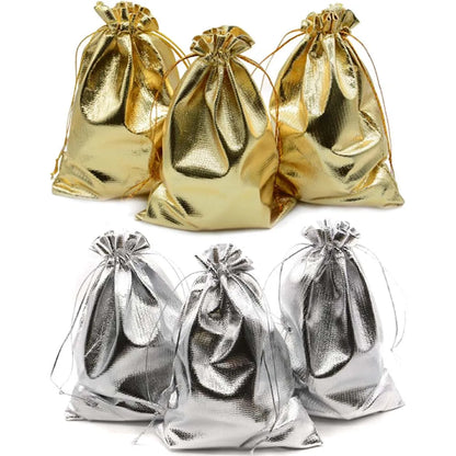 50pcs Gold Gift Drawstring Bags Pouches For Jewelry Organizers