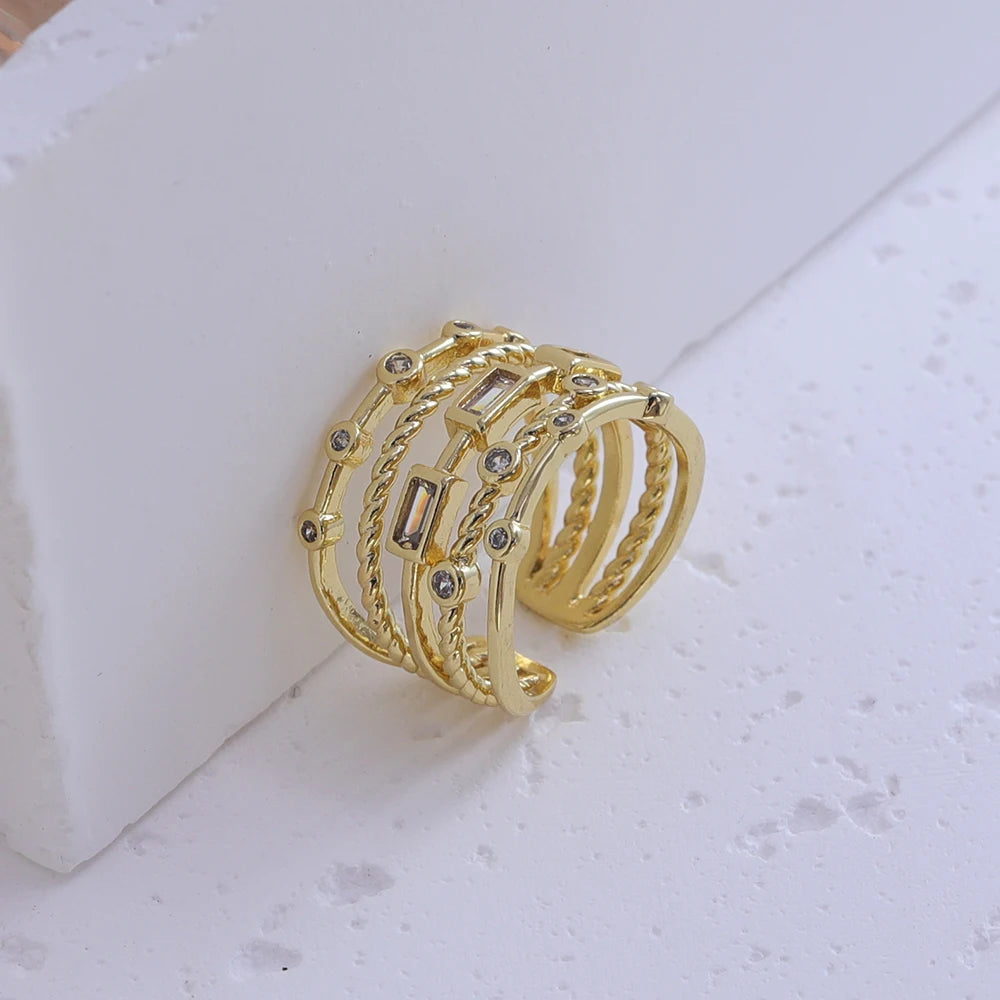 Stainless Steel 18 K Gold Plated Sun Rings for Women