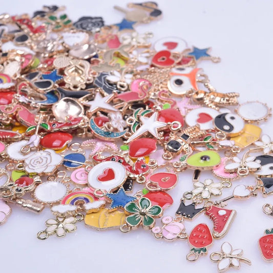 30/50/100PCS Mixed Gold Color Charms Pendant