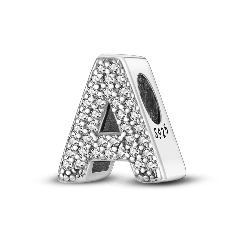 Fit Original Bangle Bracelet DIY A-Z Alphabet Charms Bead 925 Sterling Silver