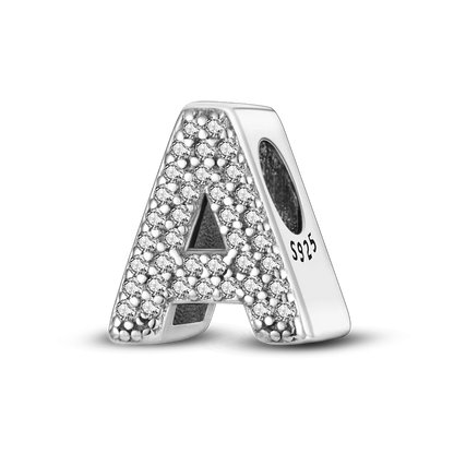 Fit Original Bangle Bracelet DIY A-Z Alphabet Charms Bead 925 Sterling Silver