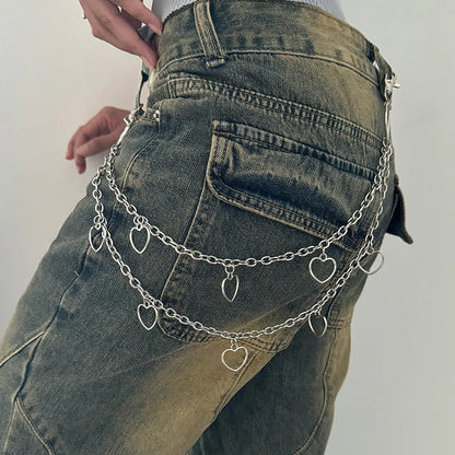 Jeans Pannts Chain Belts For Women Punk Metal Crescent