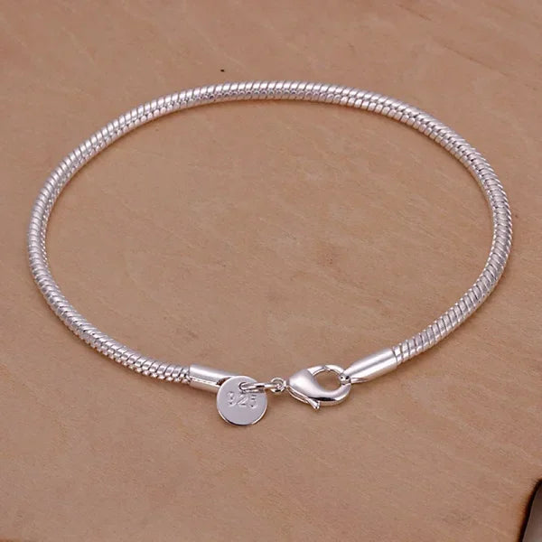 20cm Silver color 3MM Snake Chain Bracelets for Women