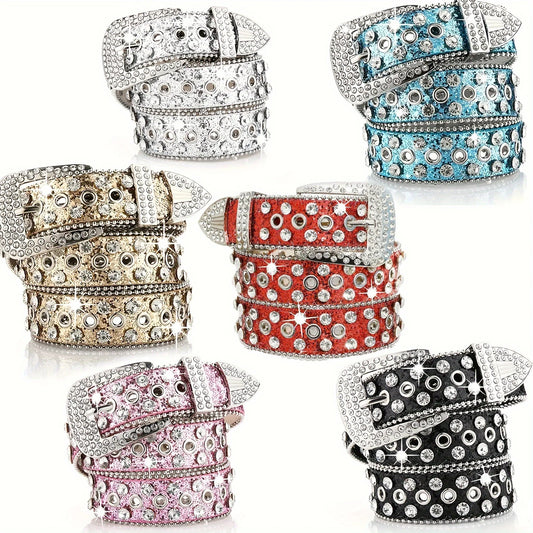 Hip Hop Rhinestone Y2K Belts Trendy Solid Color For Women Girls