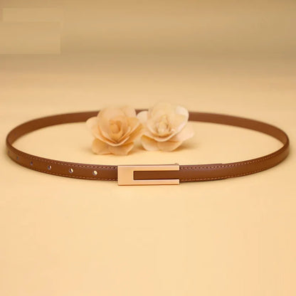 Women Korean Fashionable PU Leather Thin Waist Strap