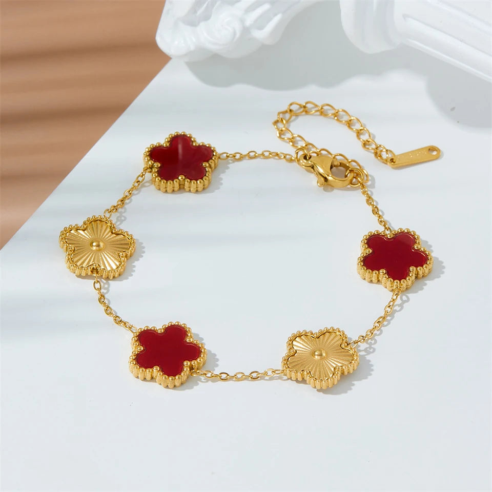 Stainless Steel Hot Selling Gold Plated Clover Charm Bracelet For Women