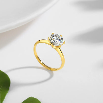 Pure 18k Gold Moissanite Ring Certified 1ct Round Luxury For Women