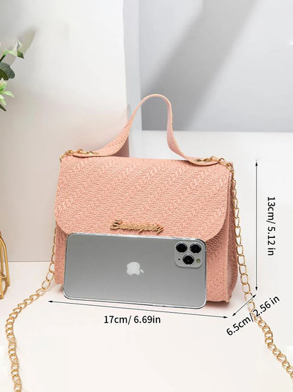 Embossing Chain Square Bag PU Leather Large Capacity Shoulder