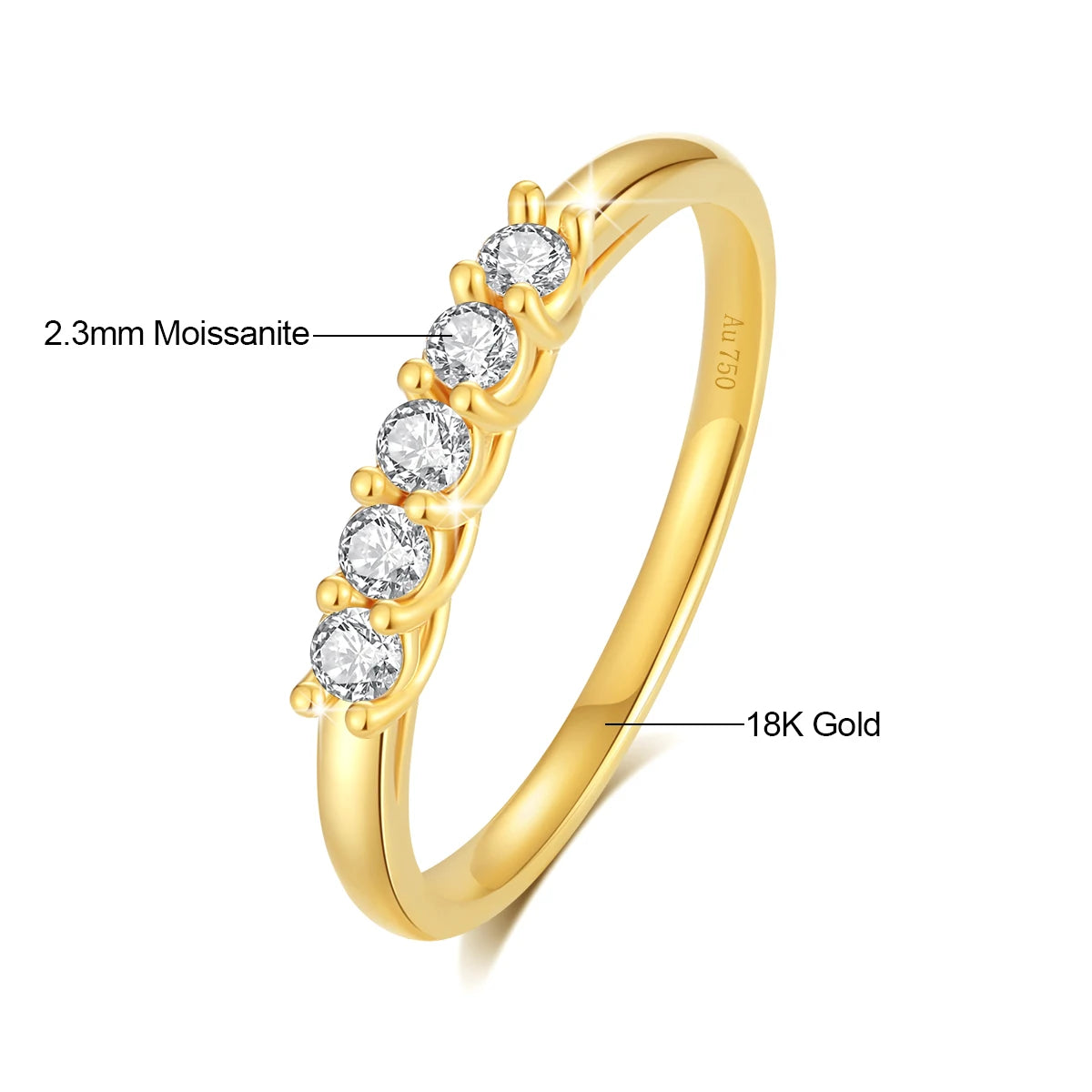 18k Gold Ring 750 With Certificate European K Gold Moissanite Jewelry For Women