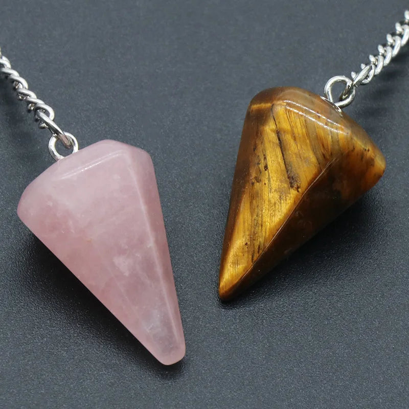 Natural Stone Quartz Agates Pendant Reiki Healing Cone Amethyst Charm