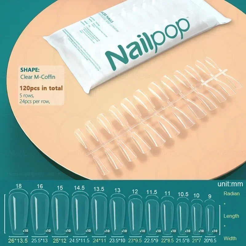 NAILPOP 120pcs Fake Nails Full Cover