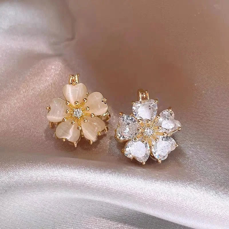 Flower Earrings Shiny Leaf Pearl Drop Earring