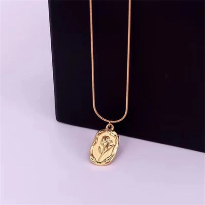 Fashion Simple Geometric Rose Pendant Necklace For Women